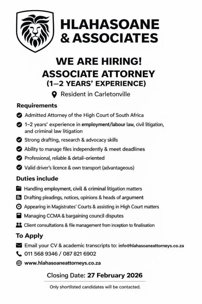 HLAHASOANE WE ARE HIRING
